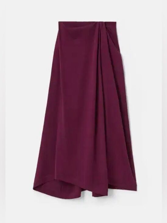 Lafayette 148 New York Dresses & Skirts - LAFAYETTE 148 NEW YORK Cotton-Silk Knit Asymmetrical Draped A-Line Midi Skirt